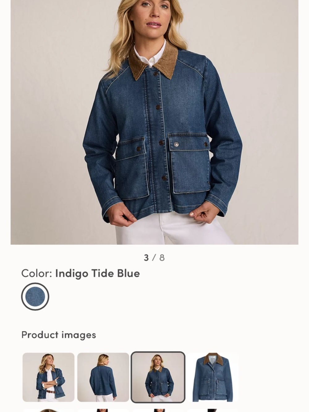 Land’s End  Denim Jacket with Contrast Corduroy Collar medium